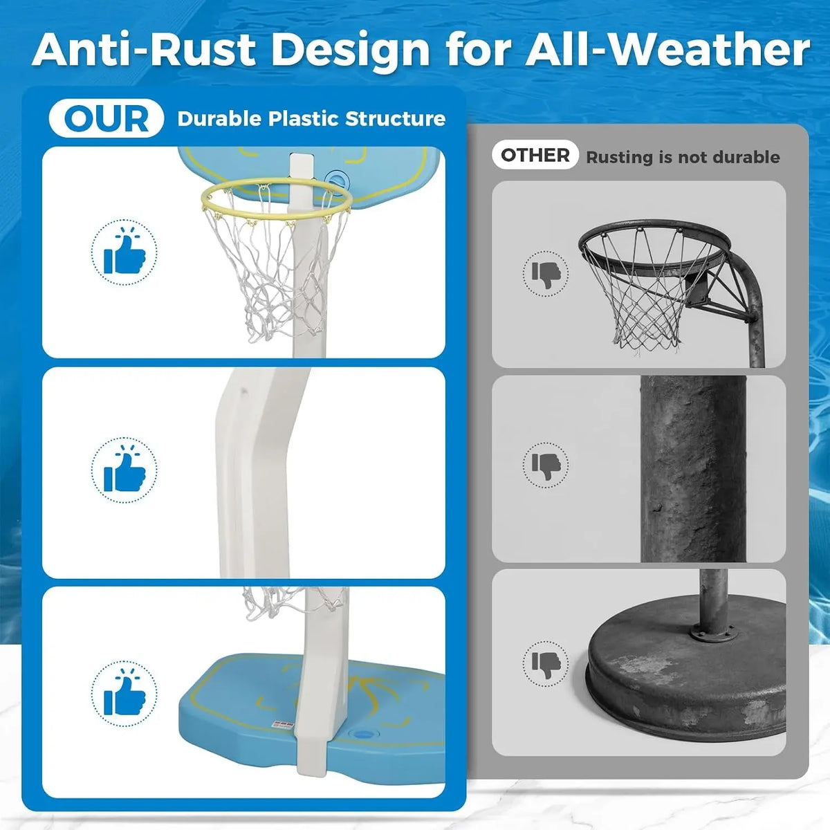 2-In-1 Pool Volleyball Net&Pool Basketball Hoop