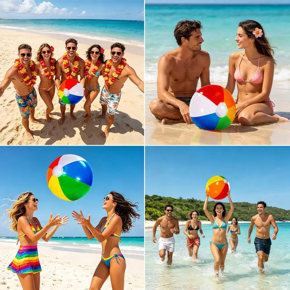 Beach Balls - 20 Inch Beach Balls, Rainbow Color Pool Ball Inflatable Ball for Swimming Pool Water Games Summer Parties Supplies