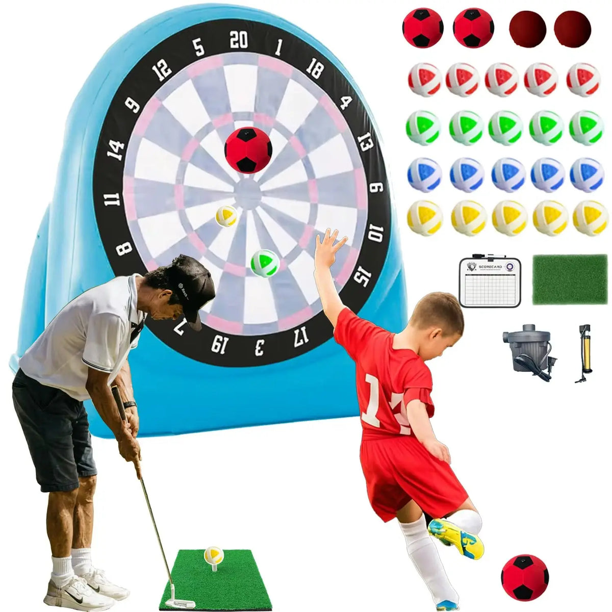 6Ft Inflatable Football Dart Board Sticky Soccer Balls Kicking Shooting Target Game Outdoor Sport Kick Dart Game Inflatable