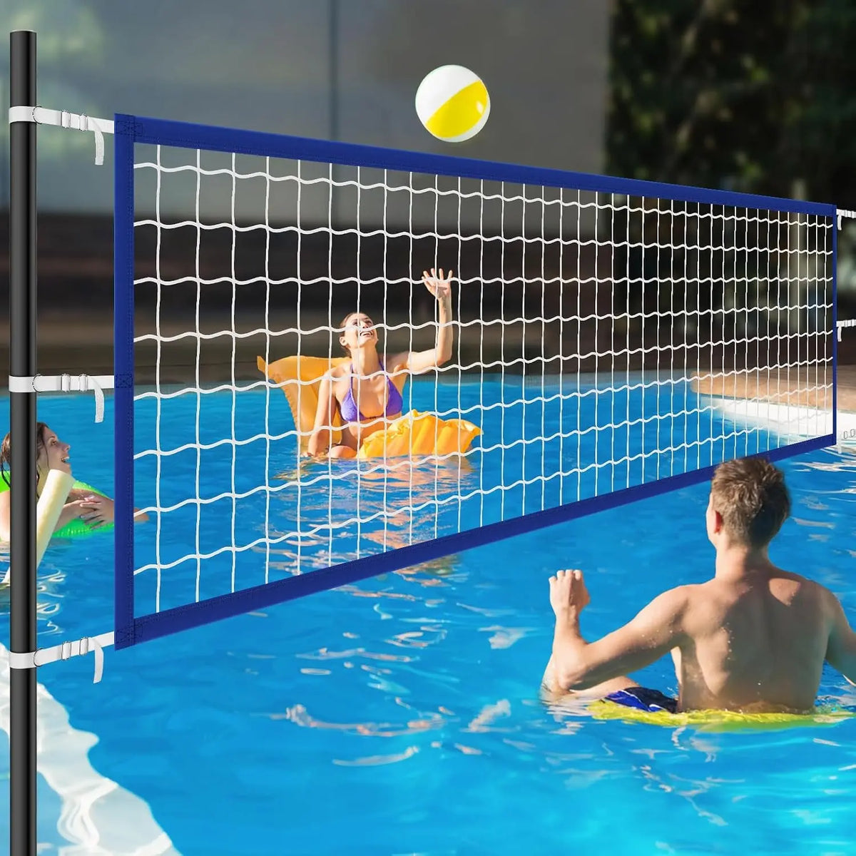Upgraded Pool Volleyball Net, 15X3Ft Pool Volleyball Net for Inground Pool Games for Adults and Family 2026 Summer Pool Floaties Party Gift