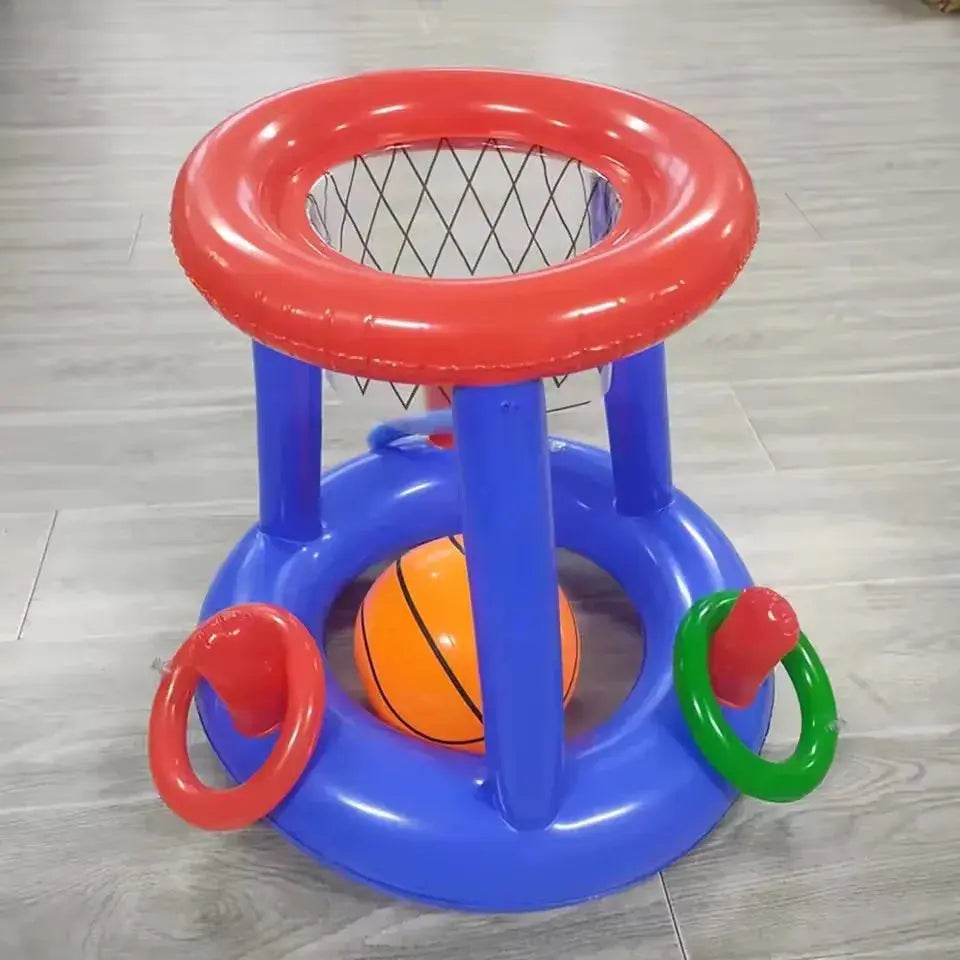 Inflatable Ring Throwing Ferrule Game Floating Basketball Hoop Interactive Water Sport Toy Party Favor Beach Fun Pool Accessory