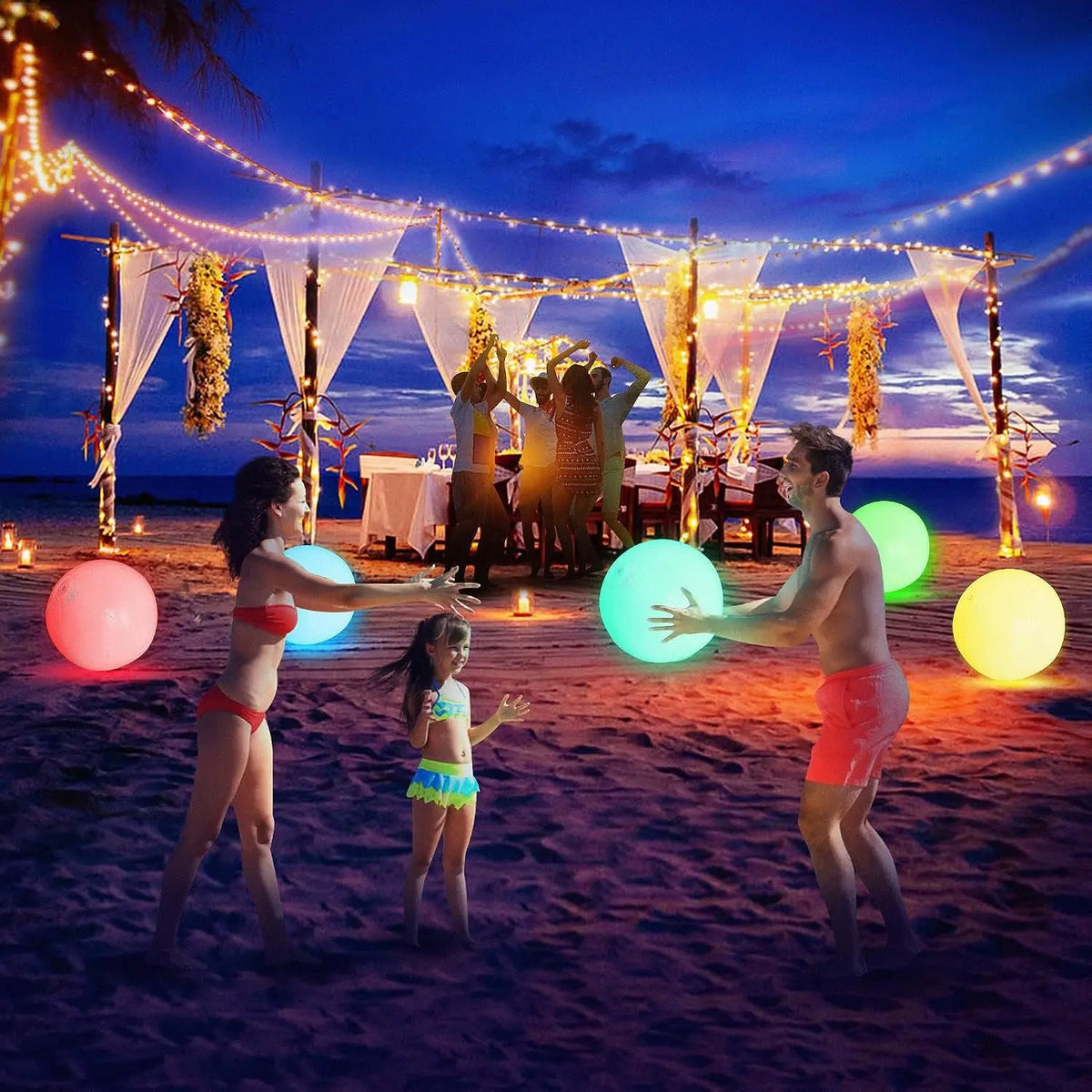LED Beach Ball, 16 Inch, for Glow in the Dark Pool Games