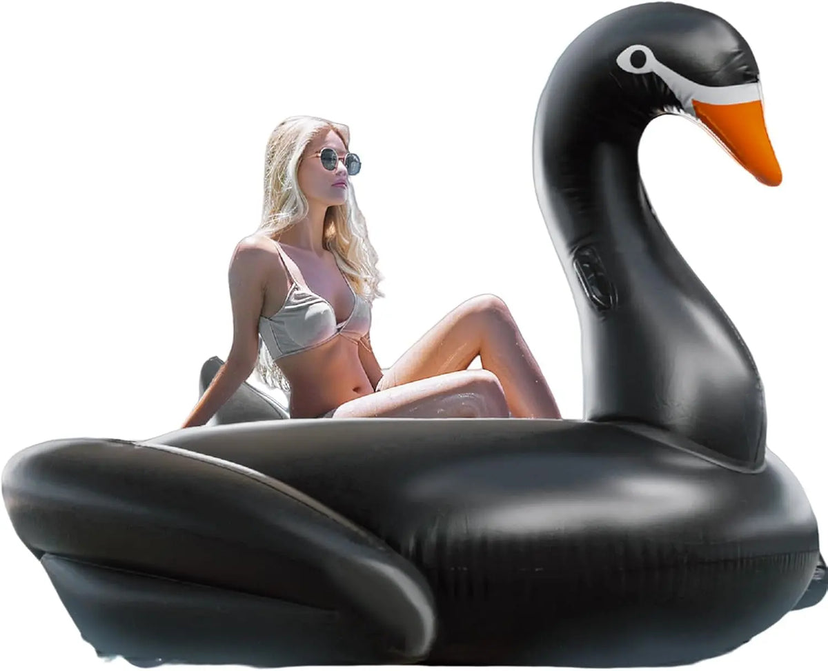 Giant Pool Float Adult Heavy Duty 70" Black Swan Pool Floaties for Adults Swimming Pool Lounger Float Pool Chair Float for Pool Games Beach Party Outdoor Water Play