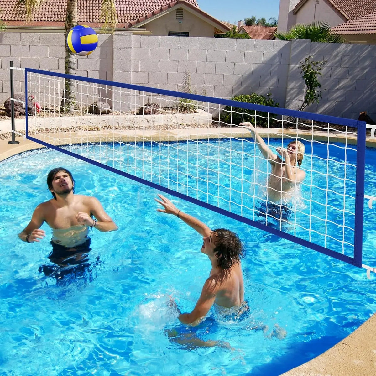 Upgraded Pool Volleyball Net, 15X3Ft Pool Volleyball Net for Inground Pool Games for Adults and Family 2026 Summer Pool Floaties Party Gift