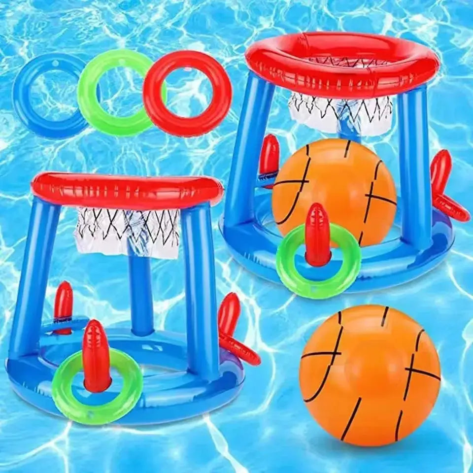 Inflatable Ring Throwing Ferrule Game Floating Basketball Hoop Interactive Water Sport Toy Party Favor Beach Fun Pool Accessory