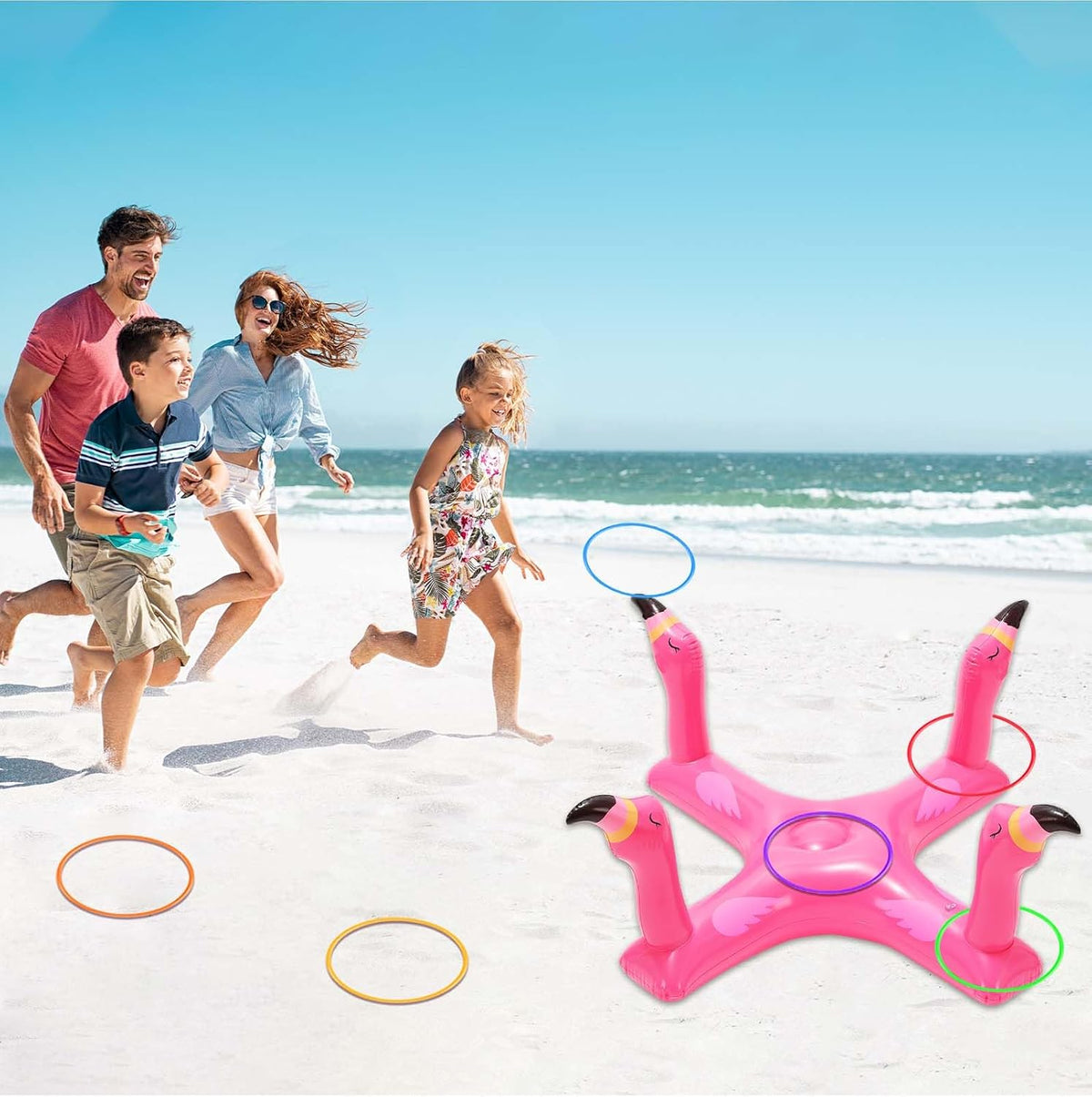 Pool Floats Toys Games Set, Inflatable Cross Ring Toss Game Toy with 6Pcs Rings for Kids Adults Family, Swimming Pool Water Game