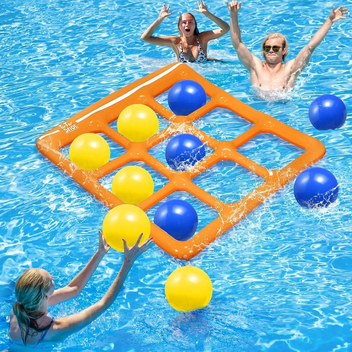 Pool Toys Games Set- Tic Tac Toe Inflatable Pool Toy with 10 Balls - for Adults Teens Kids 2-10 Players