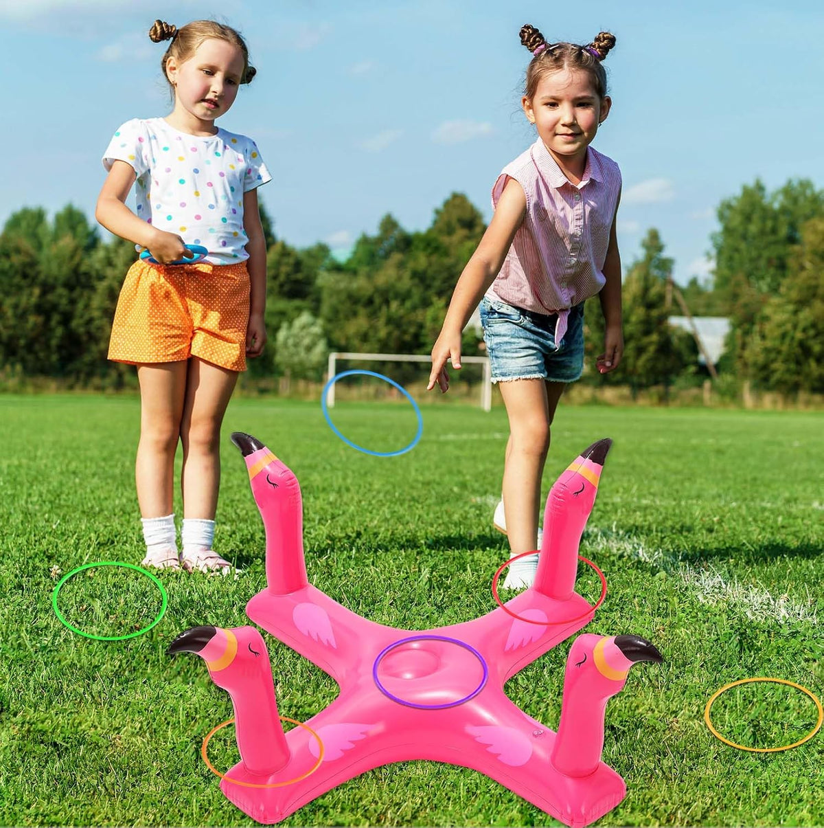 Pool Floats Toys Games Set, Inflatable Cross Ring Toss Game Toy with 6Pcs Rings for Kids Adults Family, Swimming Pool Water Game
