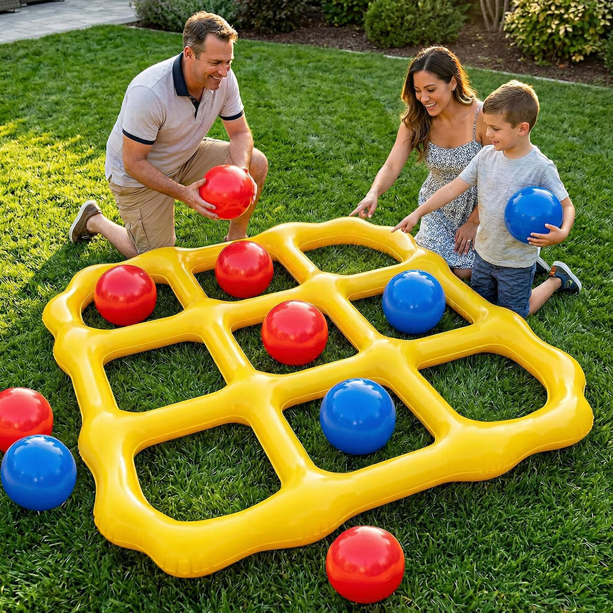 Pool Toys Game Set - Giant Inflatable Tic Tac Toe Pool Games for Adults Kids,Fun Pool Toys Pool Cornhole for 4-12, Family Pool Party Games with 10 Balls for Swimming Pool, Beach, Yards Outdoor