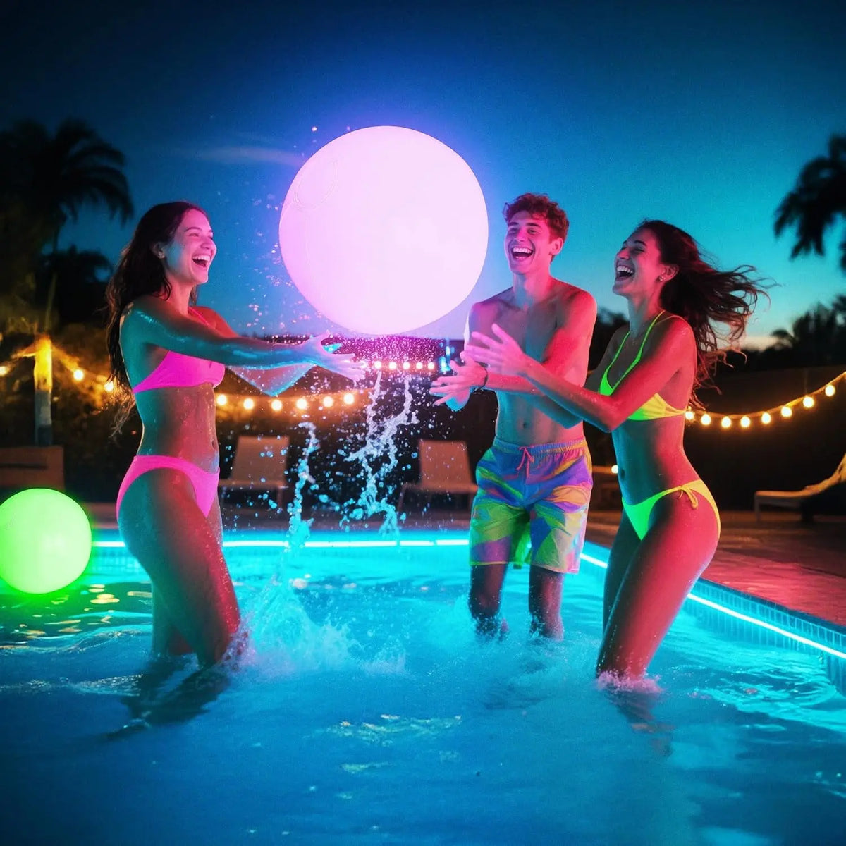 LED Beach Ball, 16 Inch, for Glow in the Dark Pool Games