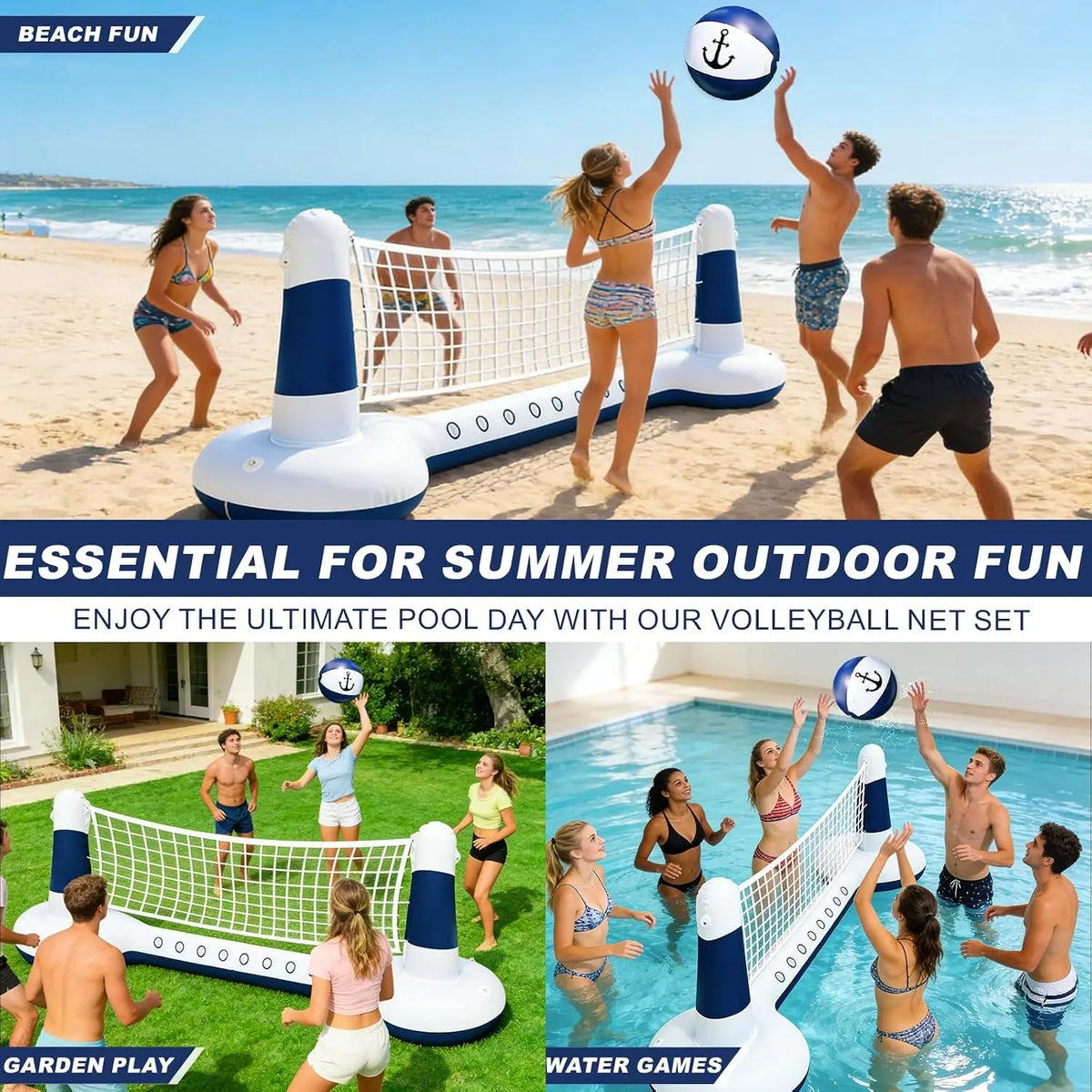 Inflatable Pool Toys Games Set Pool Volleyball Net