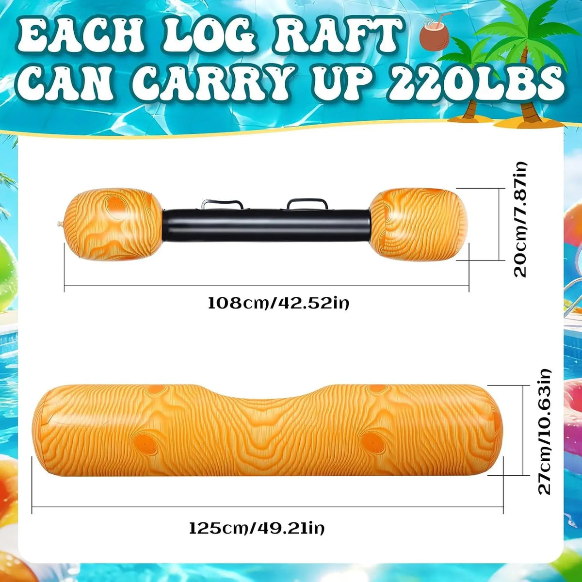 4 Pcs Inflatable Pool Floats Aerated Battle Logs Summer Inflatable Raft Funny Lake Games Floats for Swimming Pool Party Decorations Beach Water Swimming Sports Adults(Funny)