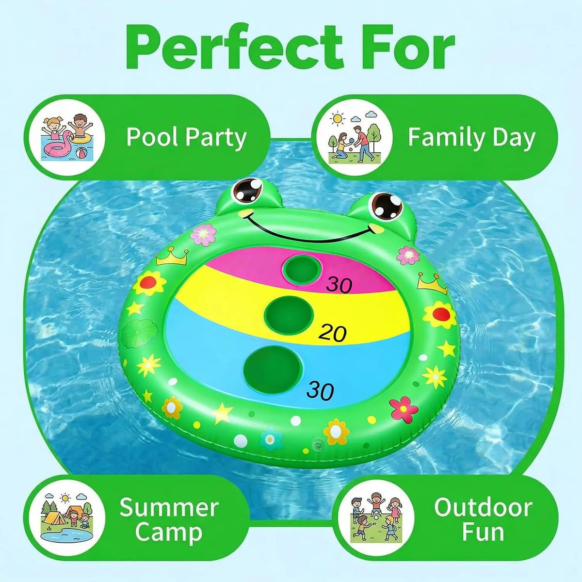 Kids Pool Toys Inflatable Frog Pool Cornhole Board Floating Games | Fun Outdoor Swim Play for Adults Family,Cool Summer Party Gift for 6 7 8 9 10 12 Year Olds
