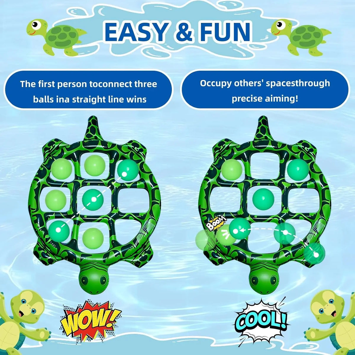 Giant Tic Tac Toe Pool Game Set Inflatable Turtle Float Pool Party Game