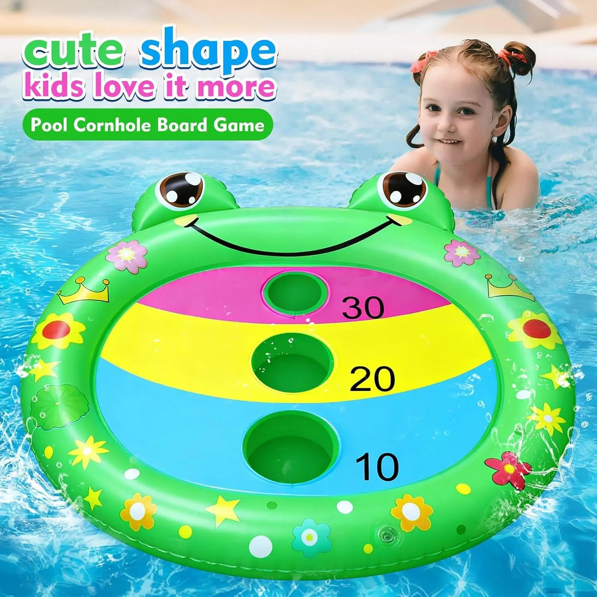 Kids Pool Toys Inflatable Frog Pool Cornhole Board Floating Games | Fun Outdoor Swim Play for Adults Family,Cool Summer Party Gift for 6 7 8 9 10 12 Year Olds