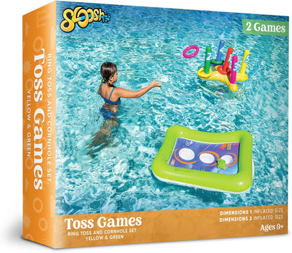 Ultimate Summer Fun: 2 Sets Inflatable Pool Toss Game Combo with Ring Toss &amp; Corn-Toss for Kids and Adults