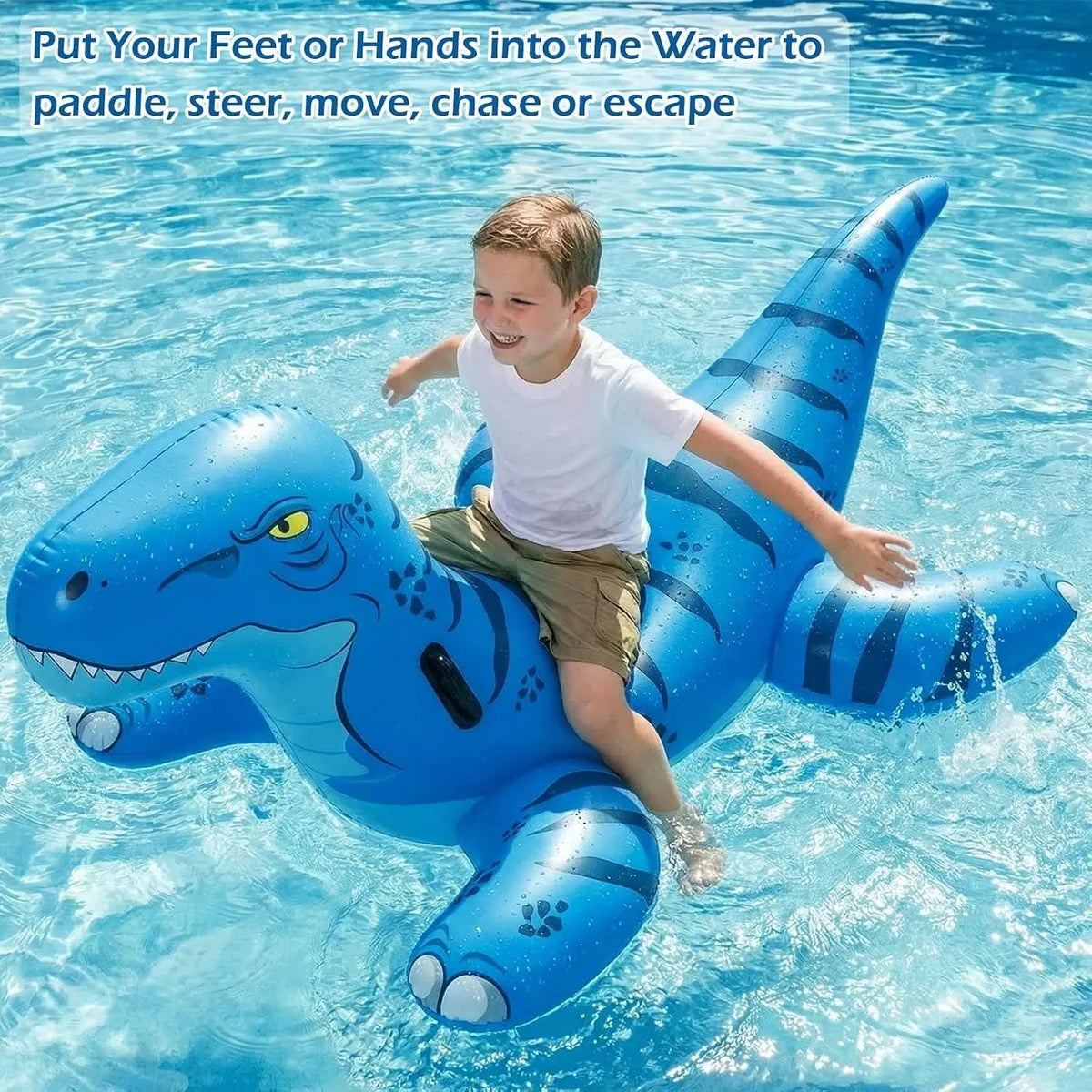 Pool Games Toys Floats -2Pack Inflatable Dinosaur Pool Floats with Blow up Toy Hammers Ride on Pool Floaties for Kids Teens Adults Lounge Raft Summer Lake Beach Party Decorations