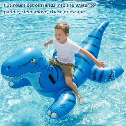 Pool Games Toys Floats -2Pack Inflatable Dinosaur Pool Floats with Blow up Toy Hammers Ride on Pool Floaties for Kids Teens Adults Lounge Raft Summer Lake Beach Party Decorations