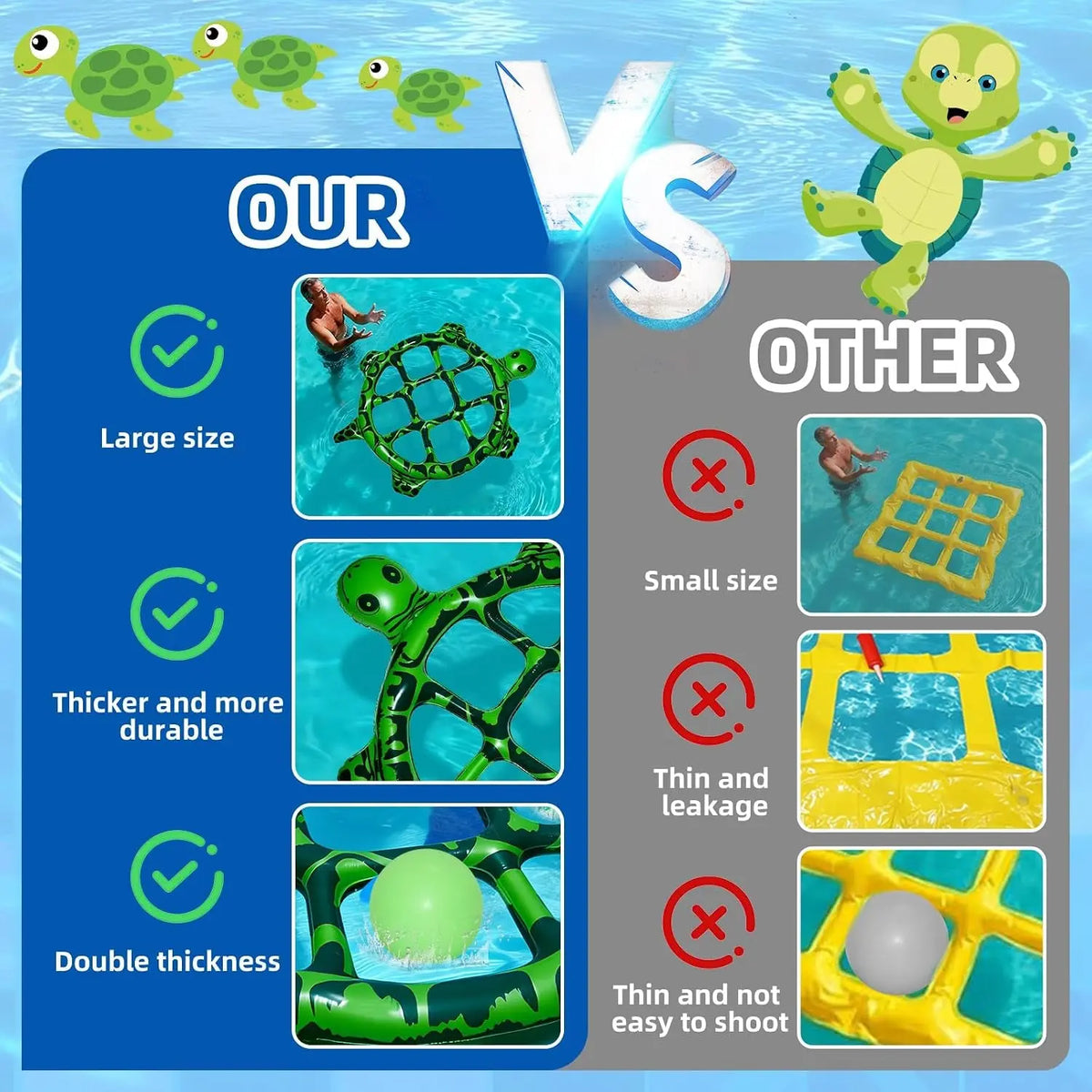 Giant Tic Tac Toe Pool Game Set Inflatable Turtle Float Pool Party Game