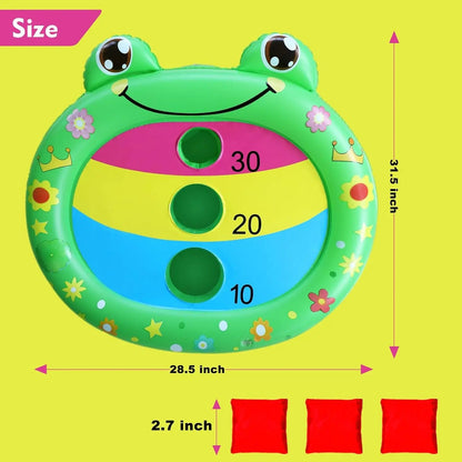 Kids Pool Toys Inflatable Frog Pool Cornhole Board Floating Games | Fun Outdoor Swim Play for Adults Family,Cool Summer Party Gift for 6 7 8 9 10 12 Year Olds