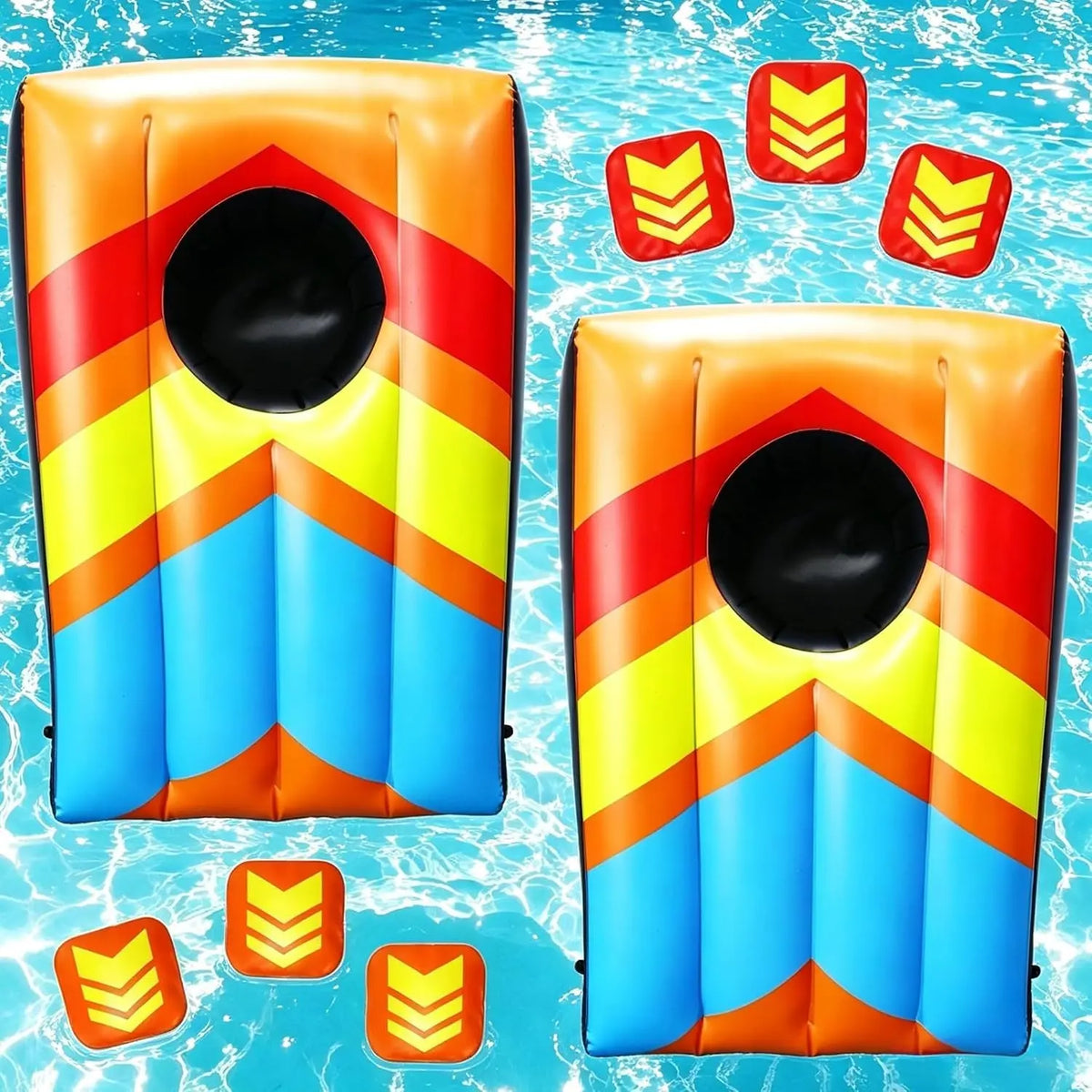 2 Sets Inflatable Pool Games Toys, Pool Cornhole Game Floating Toys for Adults Family, Water Games for Adults, Bean Bag Toss Game for Swimming Pools