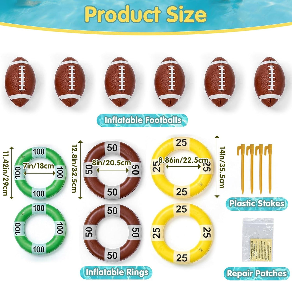 Ultimate Inflatable Football Pool Ring Toss Game - 3-in-1 Floating Target for Unforgettable Summer Fun at the Pool, Beach, or Backyard - Durable PVC Design for Kids and Adults