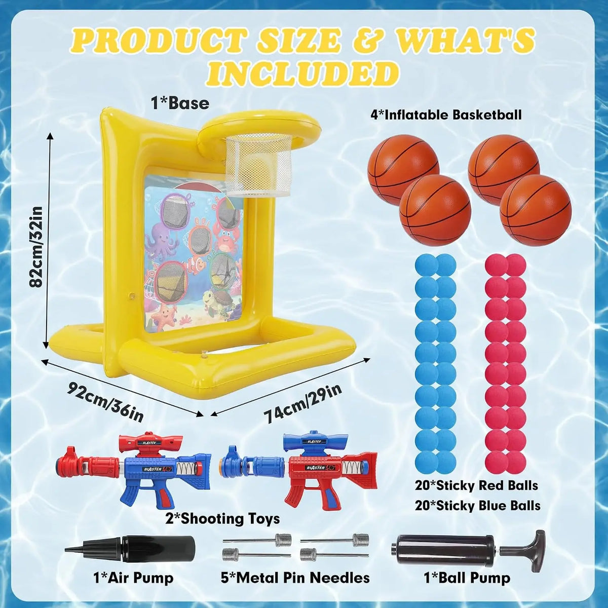 Pool Toys for Kids &amp; Adults, 2-In-1 Shooting Target Game &amp; Pool Basketball Hoop, Family Pool Toy for Summer Swimming Pool Games, Pool Party Games and Backyard Fun
