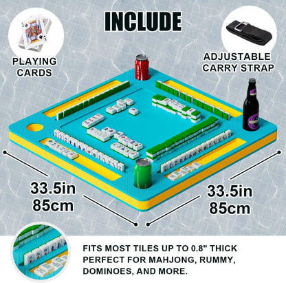 Elevate Your Pool Parties with the Ultimate Floating Mahjong Table - 33.5In Foldable Water Game Tray for Fun Card &amp; Tile Games - Perfect for Adults!