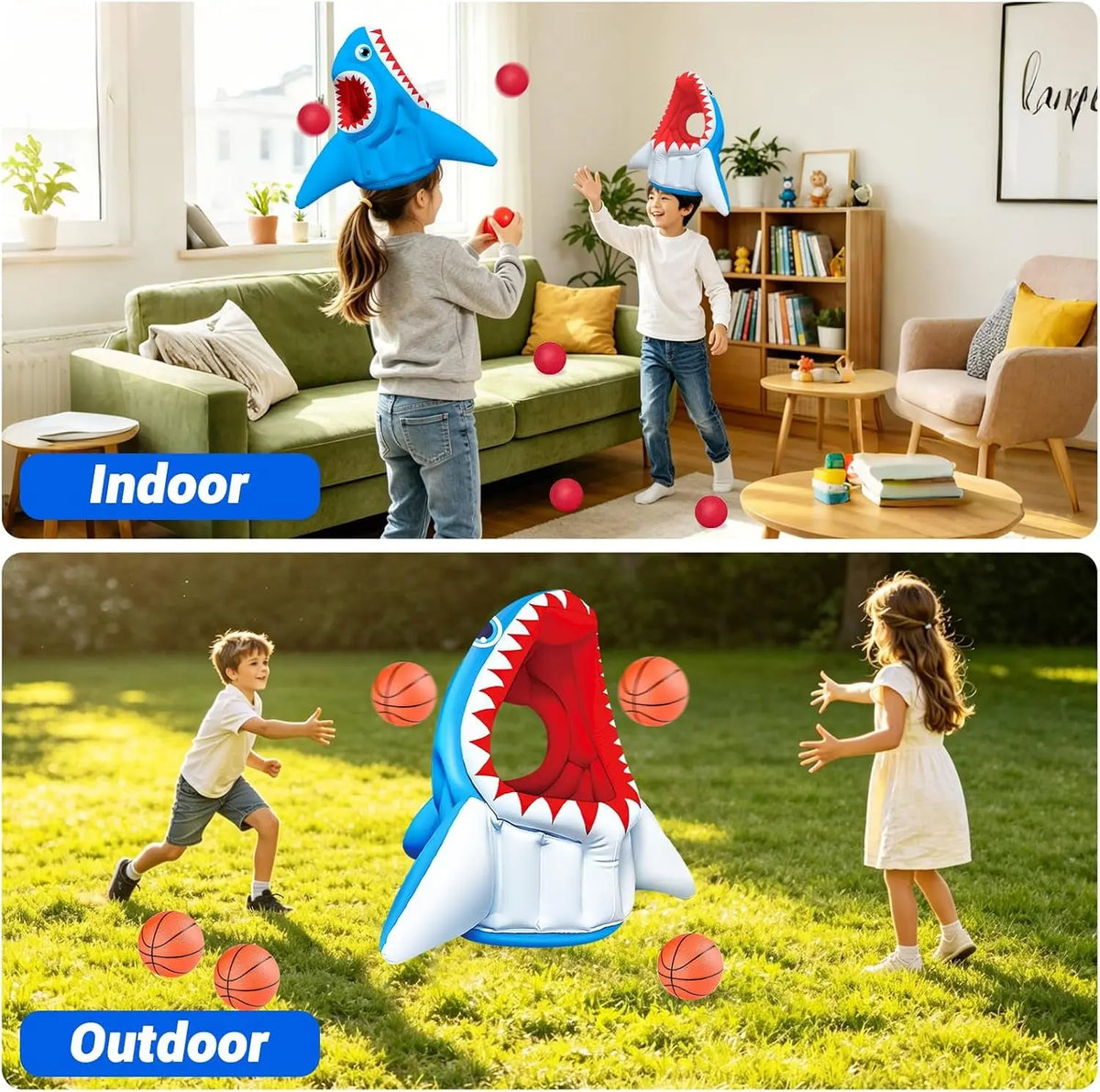 Shark Pool Toys, 3-In-1 Inflatable Pool Floats Kids Outdoor Pool Games