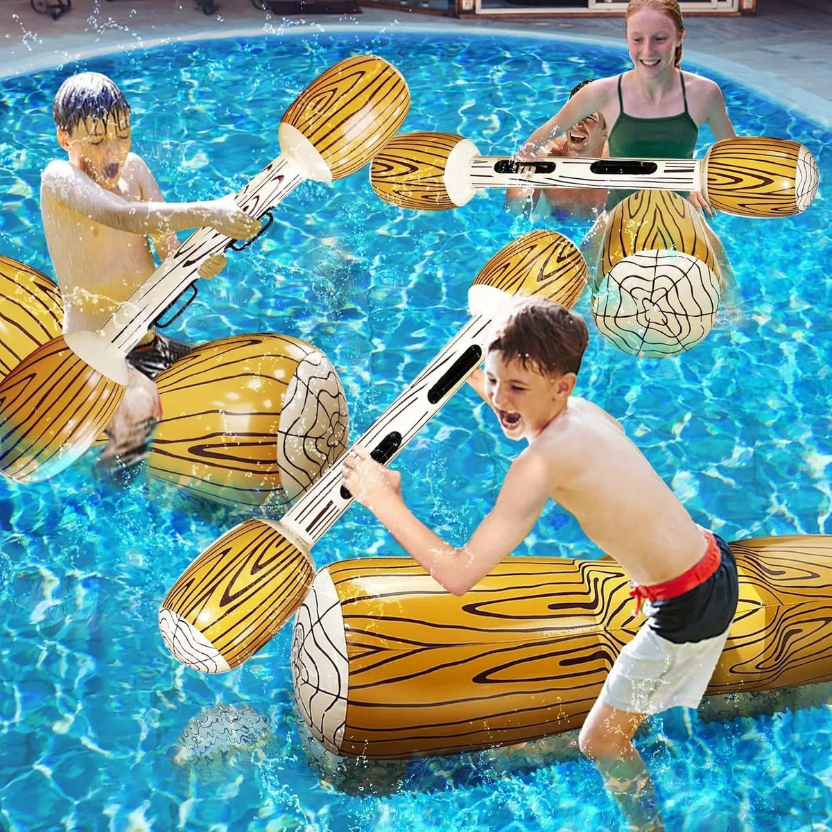 8 Pcs Jumbo Inflatable Floating Row Toys Pool Games for 4 Players Pool Toys for Adult Kids Teens, Extra Large Size Ride-On Battle Logs Pool Floats Family Summer Swimming Pool Party Water Sports Supply