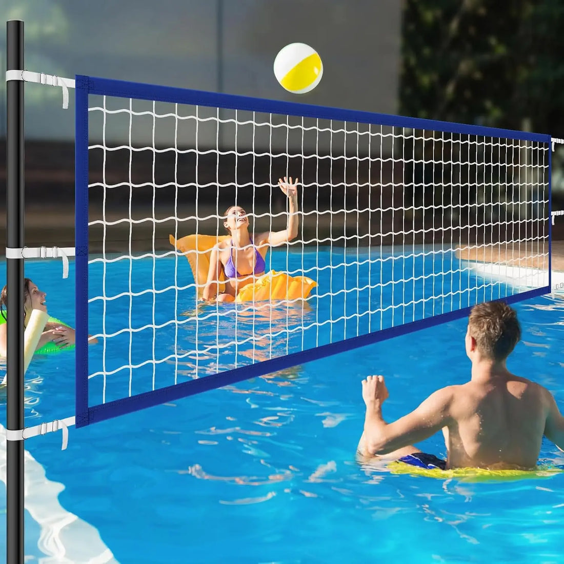 Upgraded Pool Volleyball Net, 15X3Ft Pool Volleyball Net for Inground Pool Games for Adults and Family 2026 Summer Pool Floaties Party Gift