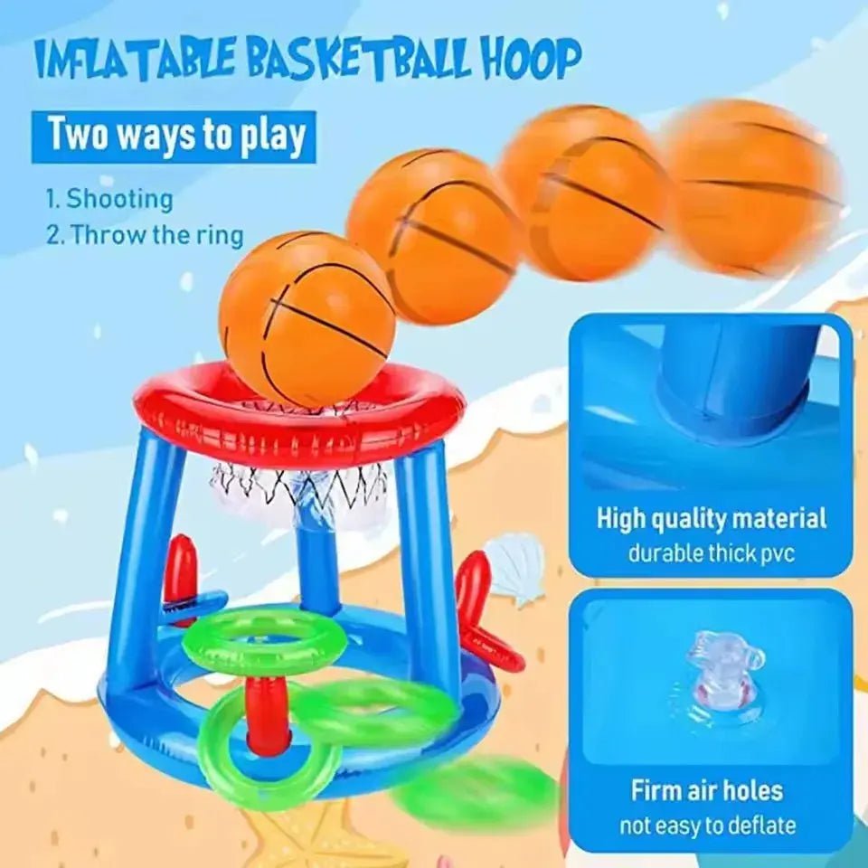 Inflatable Ring Throwing Ferrule Game Floating Basketball Hoop Interactive Water Sport Toy Party Favor Beach Fun Pool Accessory