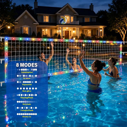 Upgraded Pool Volleyball Net Only,15X3Ft Adjustable Replacement Water Volleyball Net with 8 Modes for Inground Pools,Pool Games for Adults and Family Summer Swimming Pool Party Fun
