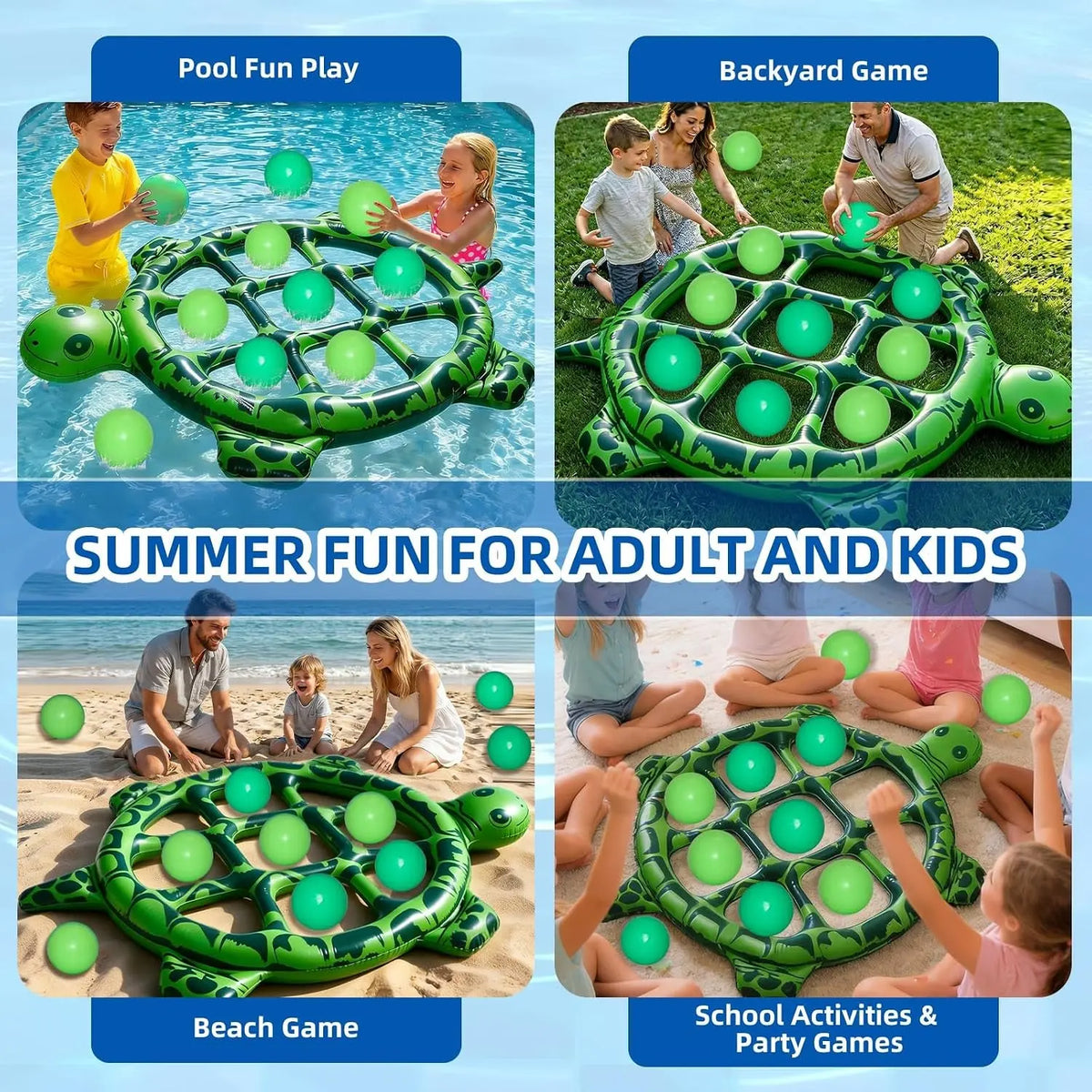 Giant Tic Tac Toe Pool Game Set Inflatable Turtle Float Pool Party Game