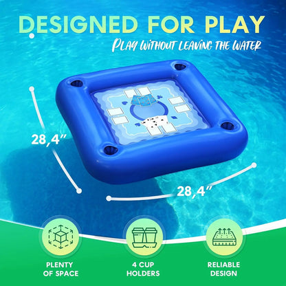 Floating Table for Pool with Cup Holders – Adult Pool Games with Waterproof Cards – Pool Float Games – Perfect for Party, Snacks, Drinks, Hot Tub &amp; Summer Fun