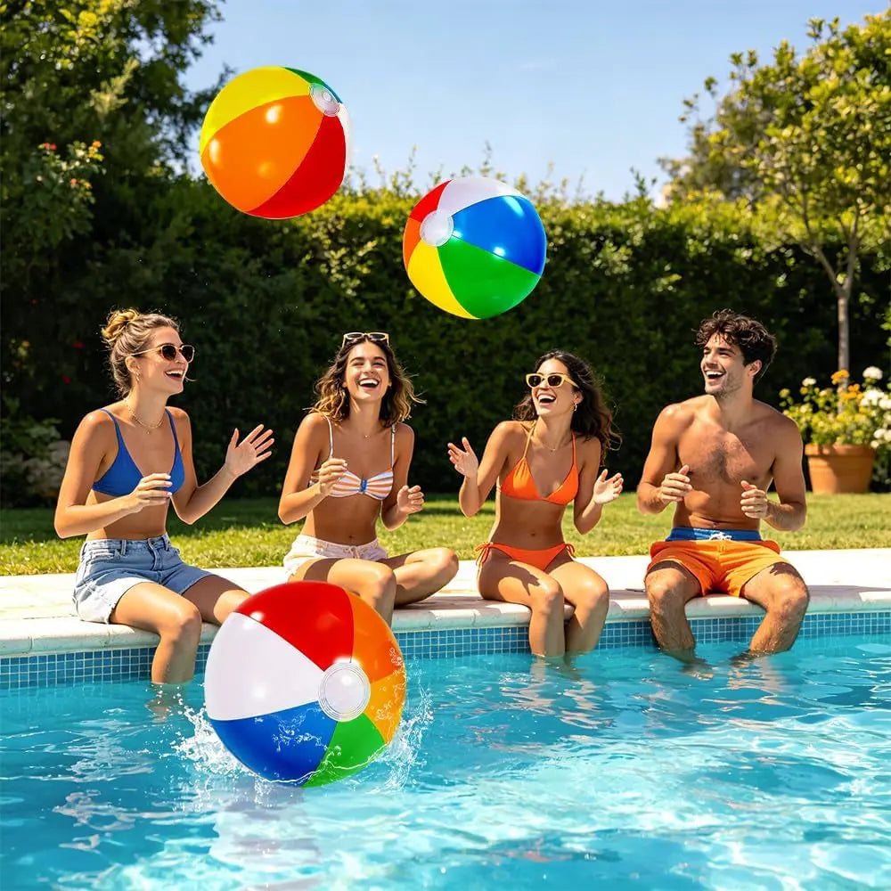 Beach Balls - 20 Inch Beach Balls, Rainbow Color Pool Ball Inflatable Ball for Swimming Pool Water Games Summer Parties Supplies