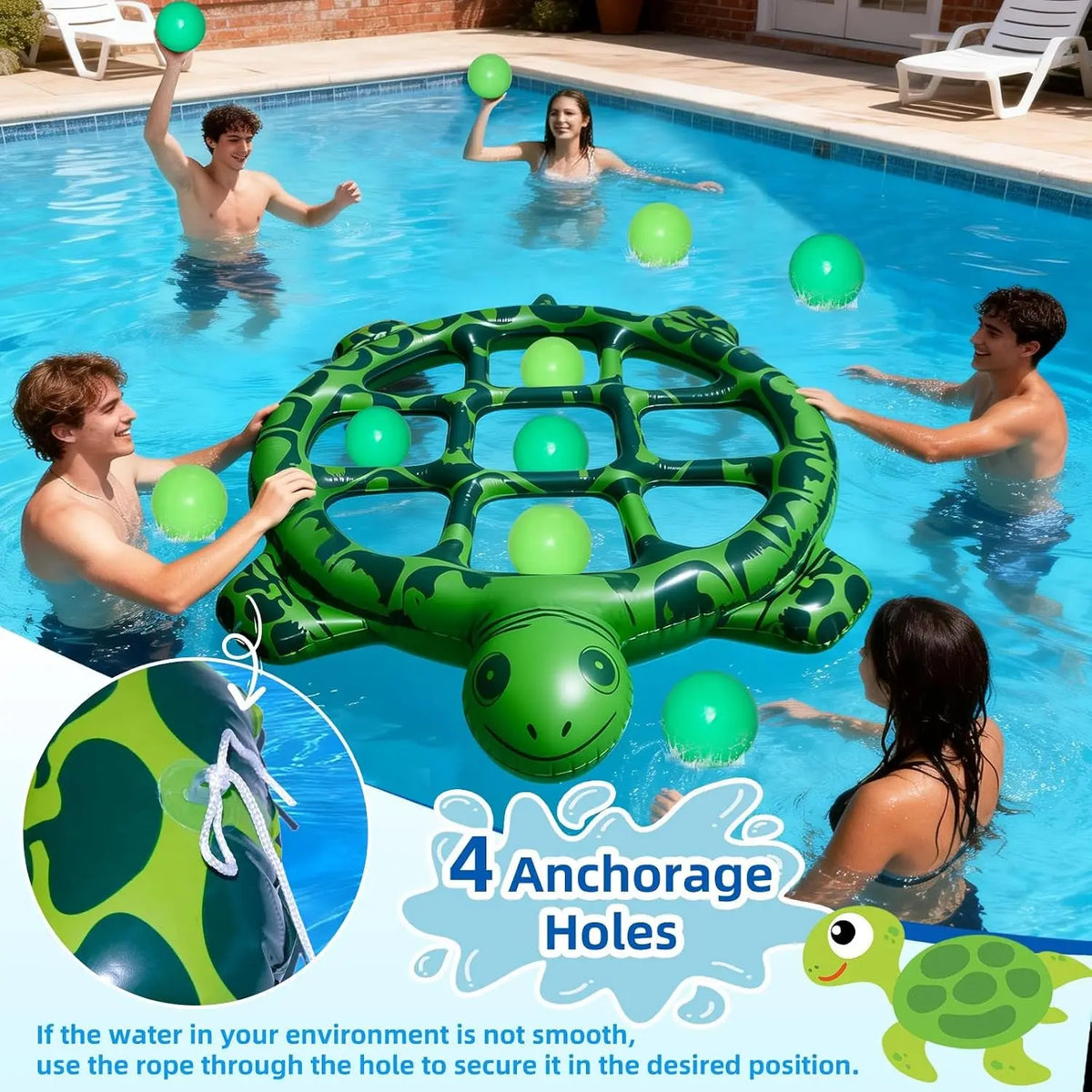 Giant Tic Tac Toe Pool Game Set Inflatable Turtle Float Pool Party Game