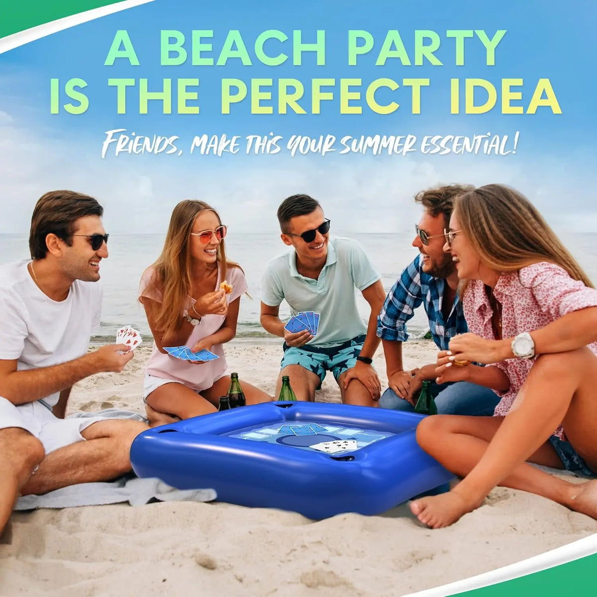 Floating Table for Pool with Cup Holders – Adult Pool Games with Waterproof Cards – Pool Float Games – Perfect for Party, Snacks, Drinks, Hot Tub &amp; Summer Fun