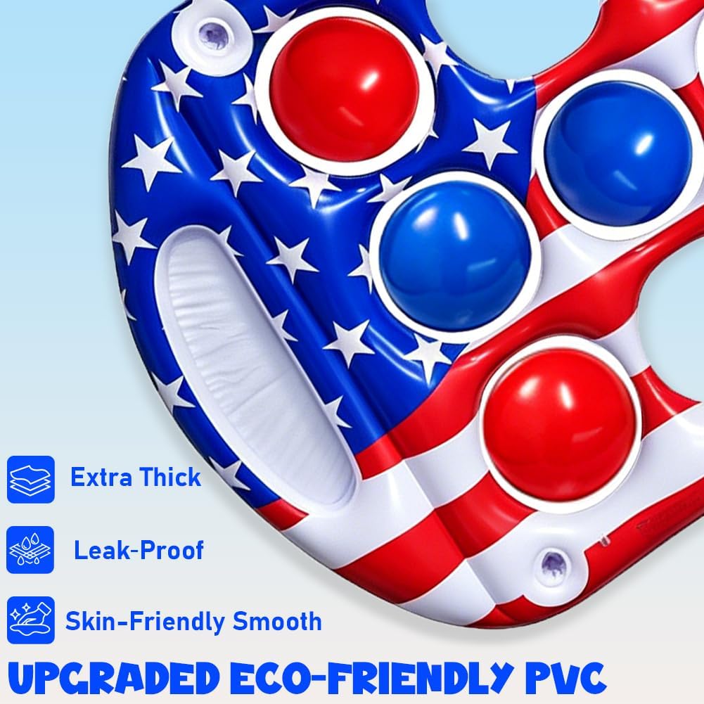 Pool Toys Games Set, Tic-Tac-Toe Inflatable Pool Toy with 10 Balls, American Flag Floating Board Swimming Pool for Adults Teens Kids Summer Water Ball Toys