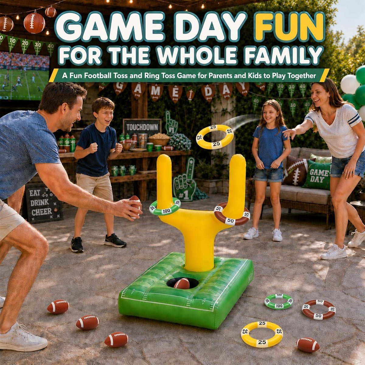 Ultimate Inflatable Football Pool Ring Toss Game - 3-in-1 Floating Target for Unforgettable Summer Fun at the Pool, Beach, or Backyard - Durable PVC Design for Kids and Adults
