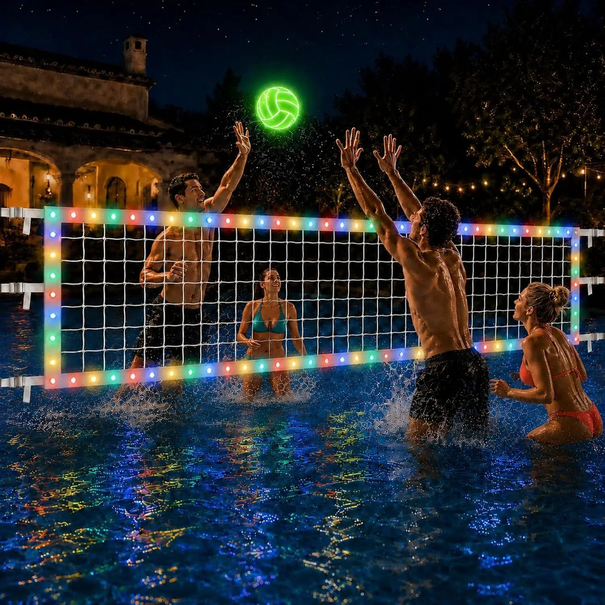 Upgraded Pool Volleyball Net Only,15X3Ft Adjustable Replacement Water Volleyball Net with 8 Modes for Inground Pools,Pool Games for Adults and Family Summer Swimming Pool Party Fun