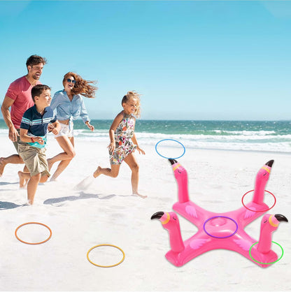 Pool Floats Toys Games Set, Inflatable Cross Ring Toss Game Toy with 6Pcs Rings for Kids Adults Family, Swimming Pool Water Game