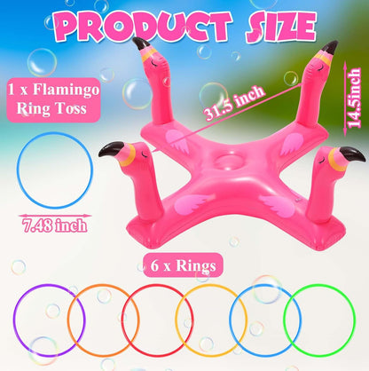 Pool Floats Toys Games Set, Inflatable Cross Ring Toss Game Toy with 6Pcs Rings for Kids Adults Family, Swimming Pool Water Game