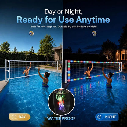 Upgraded Pool Volleyball Net Only,15X3Ft Adjustable Replacement Water Volleyball Net with 8 Modes for Inground Pools,Pool Games for Adults and Family Summer Swimming Pool Party Fun