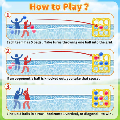 Exciting Inflatable Pool Tic Tac Toe Game for Kids and Adults - Perfect for Summer Fun!