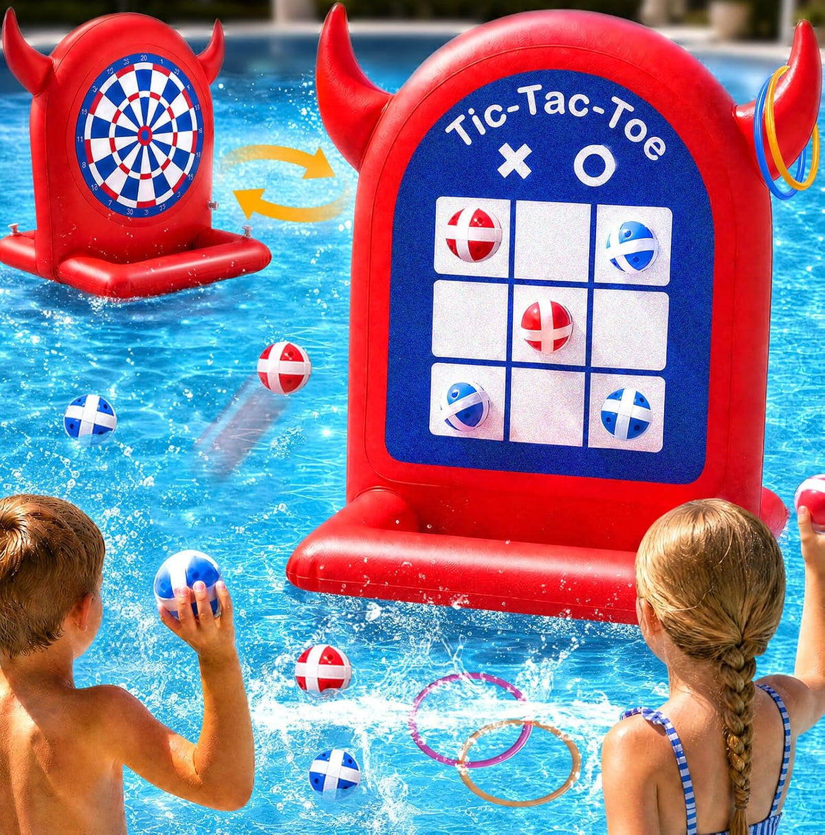 Pool Games Toys Set 3-In-1 Outdoor Water Toys with Throwing Balls