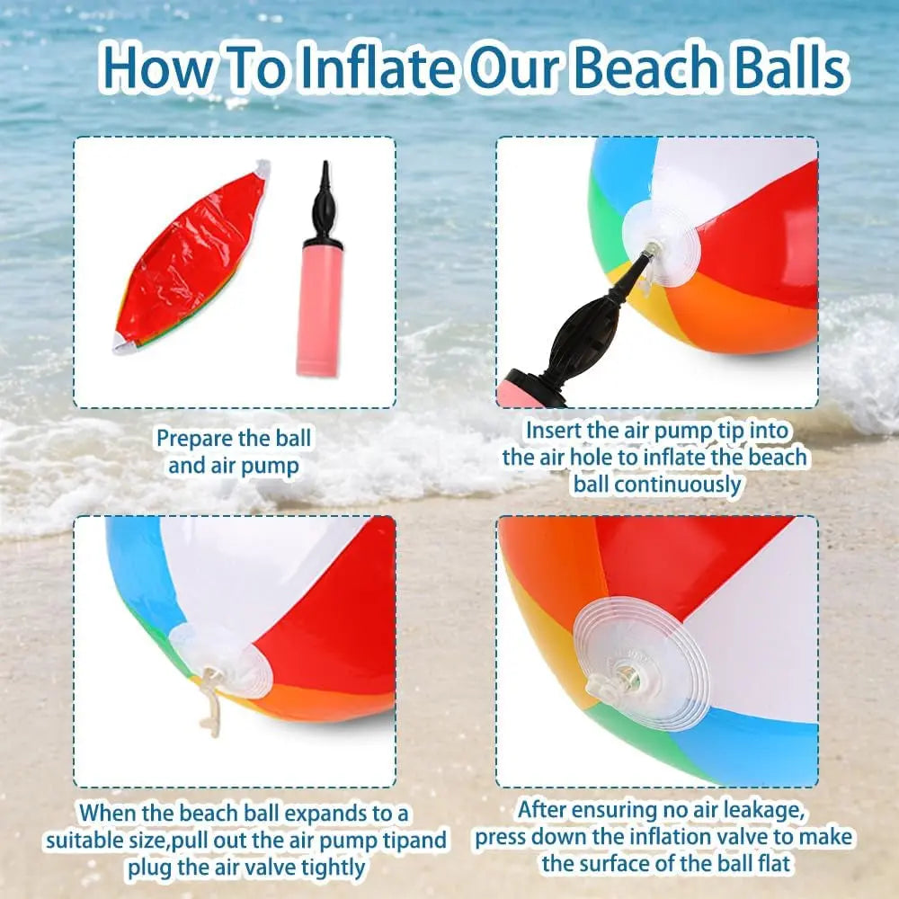 Beach Balls - 20 Inch Beach Balls, Rainbow Color Pool Ball Inflatable Ball for Swimming Pool Water Games Summer Parties Supplies