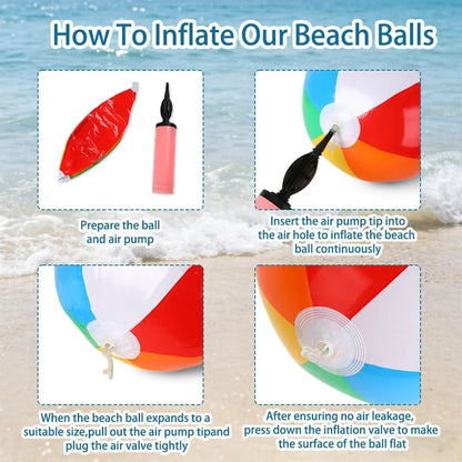 Beach Balls - 20 Inch Beach Balls, Rainbow Color Pool Ball Inflatable Ball for Swimming Pool Water Games Summer Parties Supplies