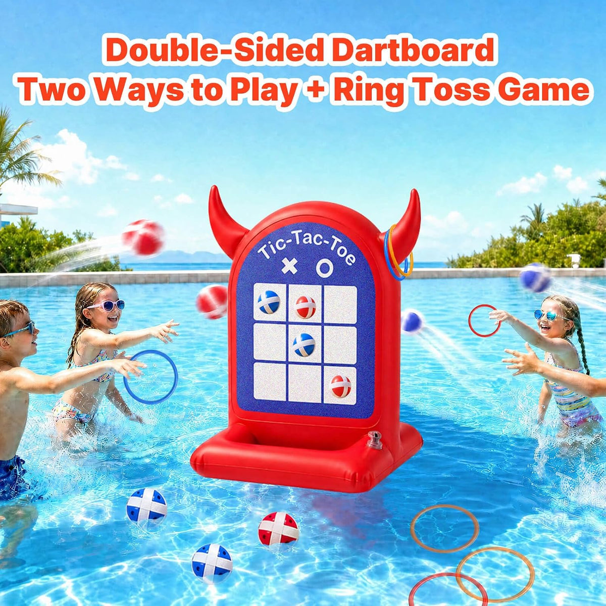 Pool Games Toys Set 3-In-1 Outdoor Water Toys with Throwing Balls