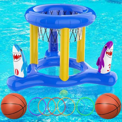 Pool Games Toys Set for Kids, Floating Pool Basketball Hoops &amp; Pool Ring Toss Game, Swimming Pool Toys for Kids Ages 4-8 8-12, Teens, Adults and Family